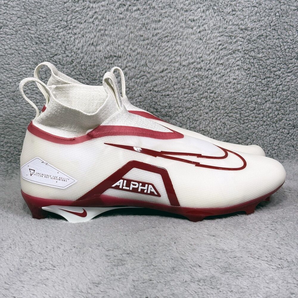 Nike Alpha Menace Elite 3 Mens Size 16 Football Shoes Cleats White Dark Red